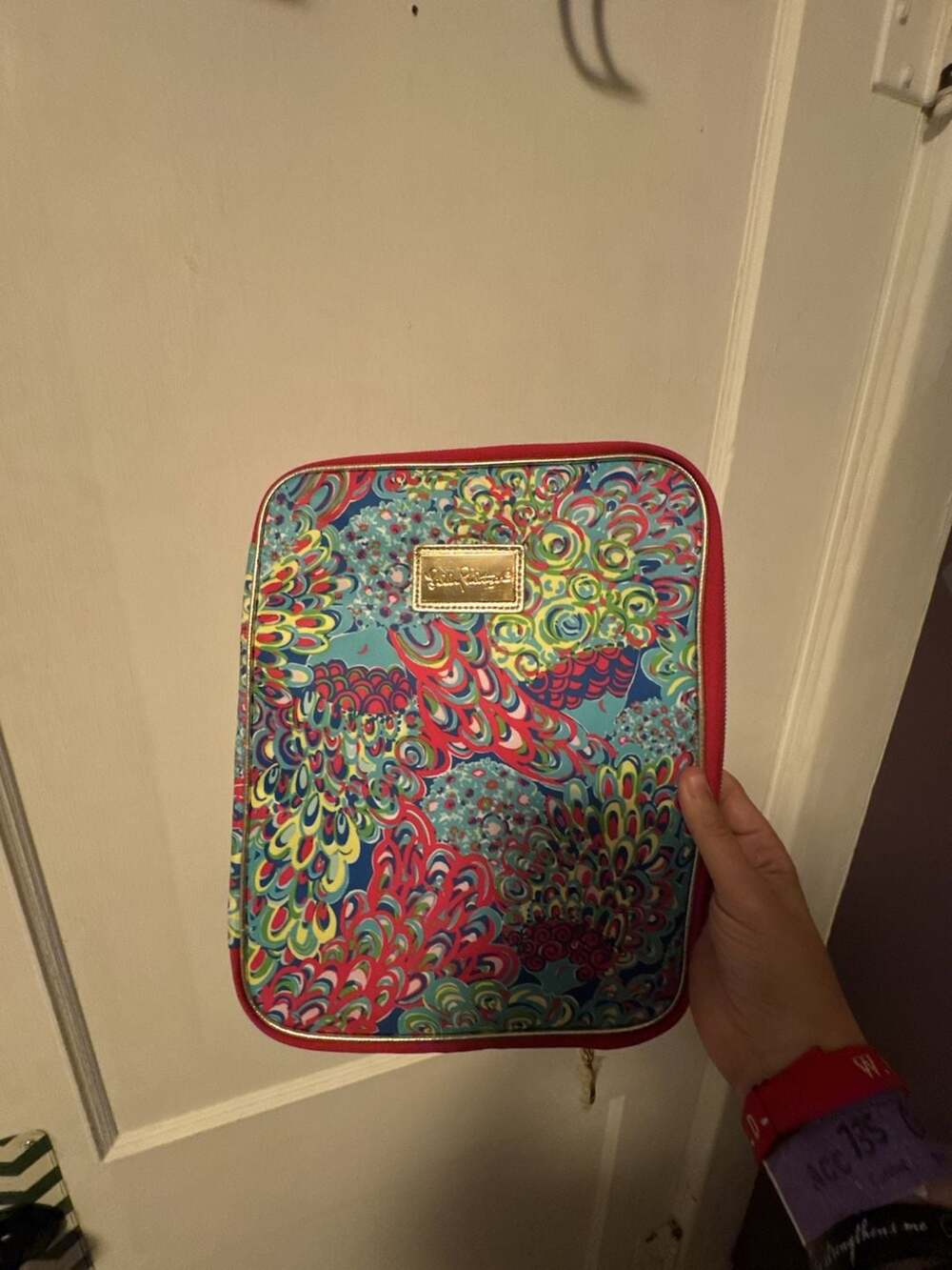 Lilly Pulitzer Agenda Folio Computer Laptop Holder Case Sleeve Bag Pink Green